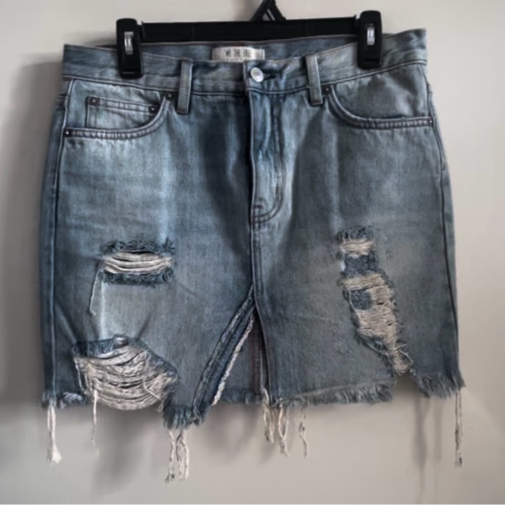 Free People Distressed Mini Skirt
